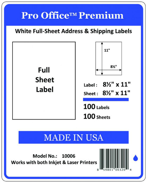PO18 1200 Premium Shipping Labels Self Adhesive Half Sheet 7 x 4.5 PRO OFFICE 