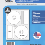 Wing Office CD/DVD Labels Matte Memorex Core Compatible
